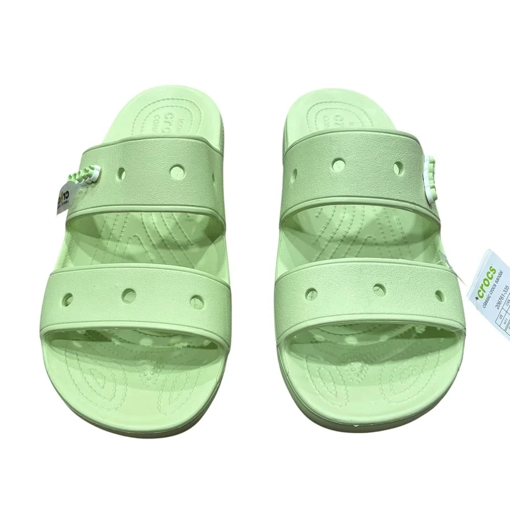 NEW Crocs Classic Sandals Slides Lime Green Mens Size 11 Two Strap Comfort